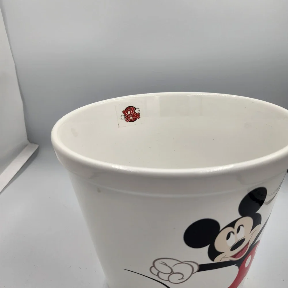 Disney Mickey Mouse Large White Ceramic Popcorn Bowl Bucket Or Plant‎ Pot New